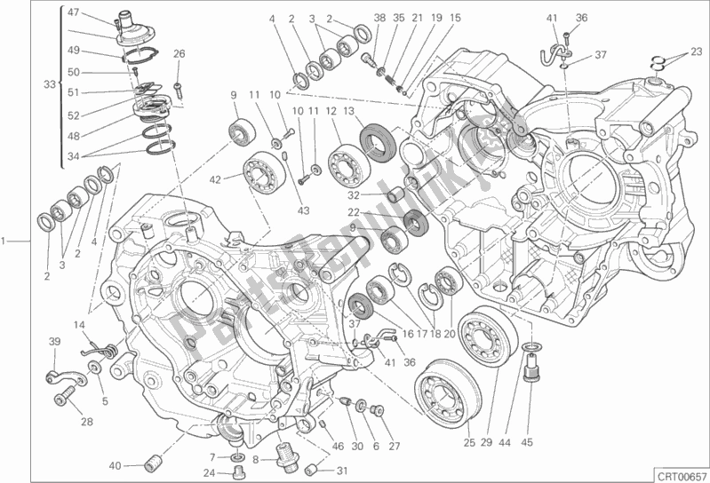 All parts for the 010 - Half-crankcases Pair of the Ducati Hypermotard Hyperstrada Brasil 821 2014